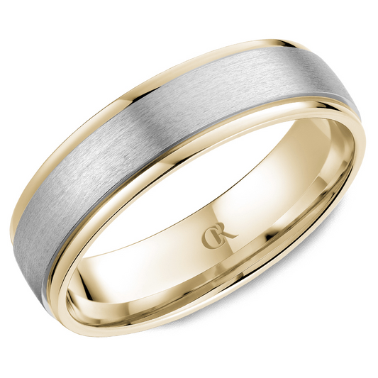 Crown 14K Two Tone 6Mm Band with Sandpaper Center & High Polish Edges