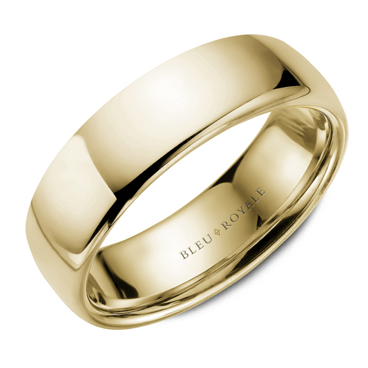 Blue Royal 14K Yellow Gold 7Mm High Polish Band