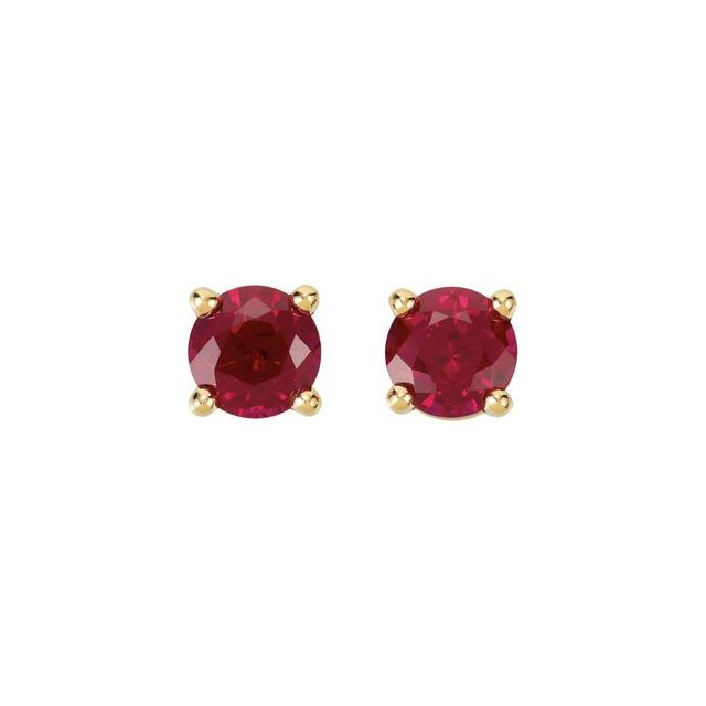 14K Yellow Gold Ruby Stud Earrings