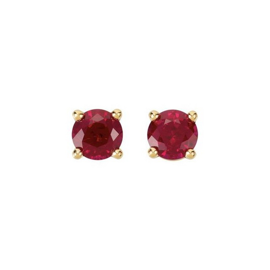14K Yellow Gold Ruby Stud Earrings