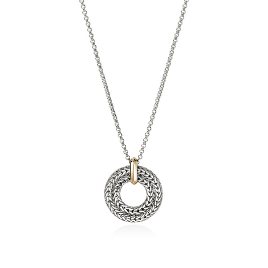 John Hardy Silver Icon Link Necklace with Gold Stations