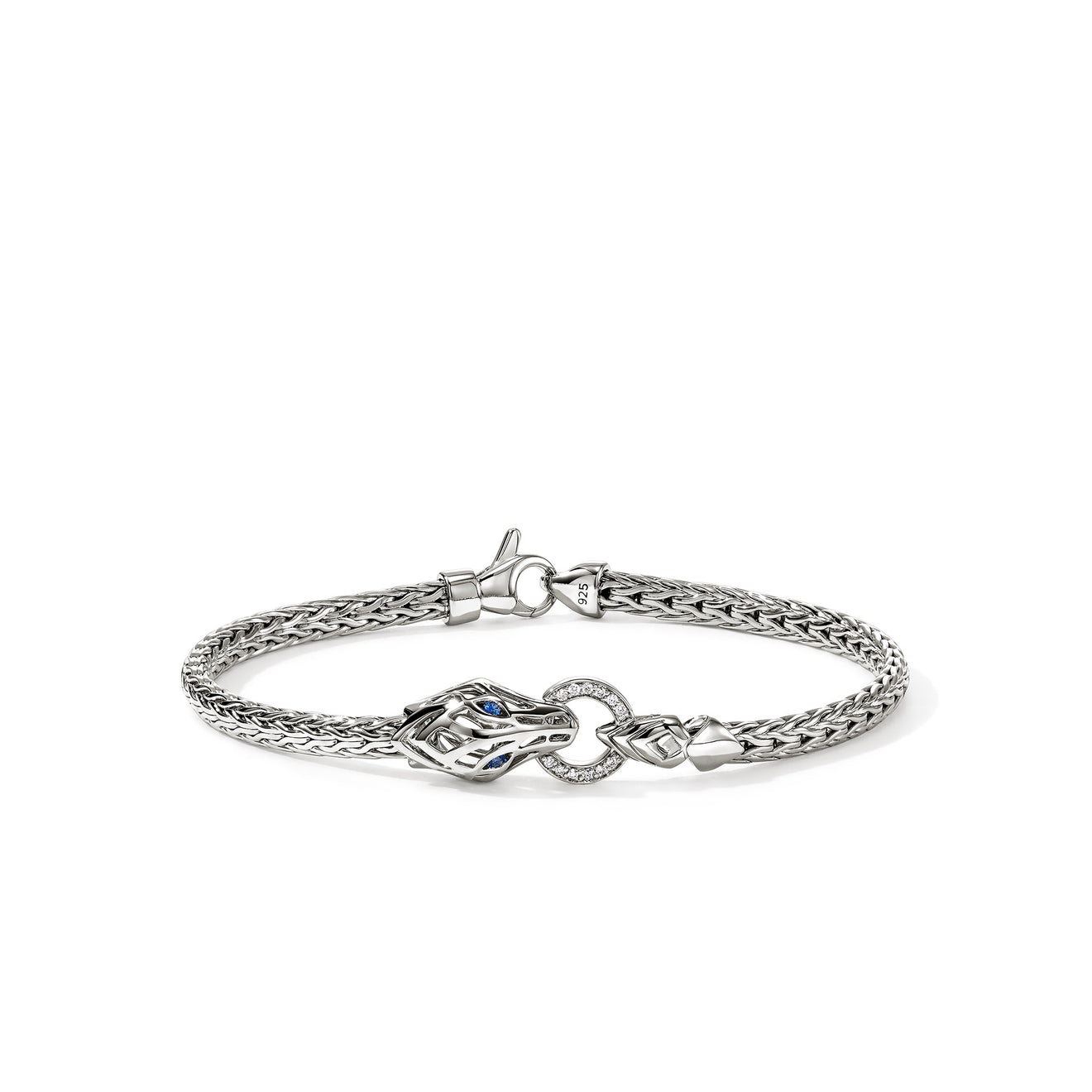 John Hardy Naga Slim Silver Chain Diamond Pave Bracelet