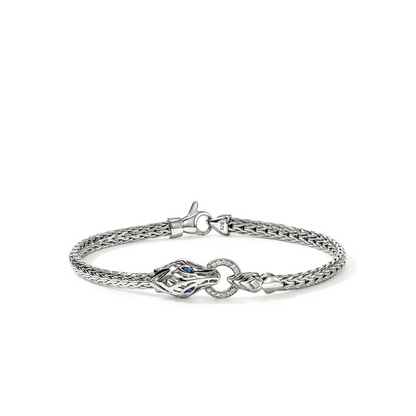 John Hardy Naga Slim Silver Chain Diamond Pave Bracelet
