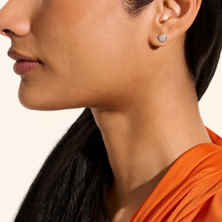 John Hardy Essentials Silver Diamond Pave Stud Earrings