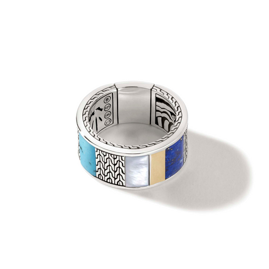 John Hardy Carved Gemstones Chain Ring