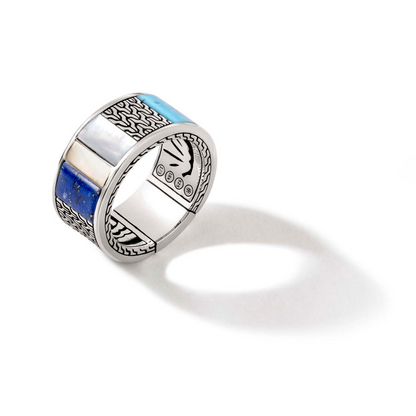 John Hardy Carved Gemstones Chain Ring