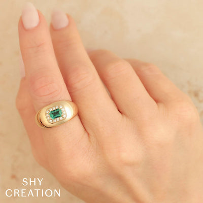 Shy Creation Diamond & Emerald Ring