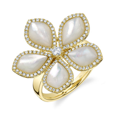 Shy Creation Diamond & Mother of Pearl Ring