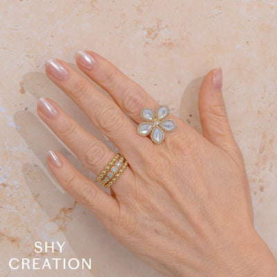 Shy Creation Diamond & Mother of Pearl Ring