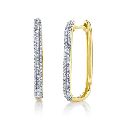 Shy 14K Yellow Gold Diamond Pave Oval Hoop Earrings