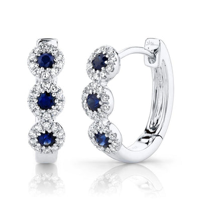 Shy Creation Diamond & Blue Sapphire Huggie Earrings