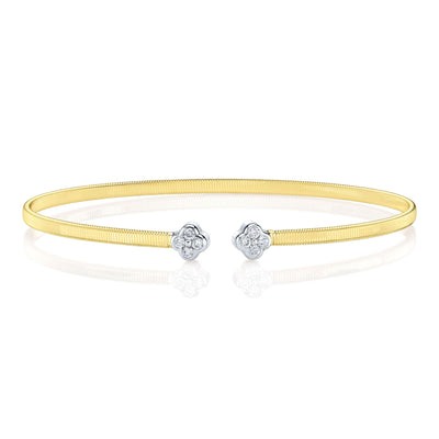 Shy Creation Diamond Clover End Cap Open Bangle