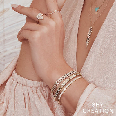 Shy Creation Double Row Diamond Station Bangle