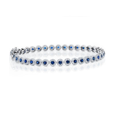 Shy Creation Diamond Halo & Blue Sapphire Bracelet