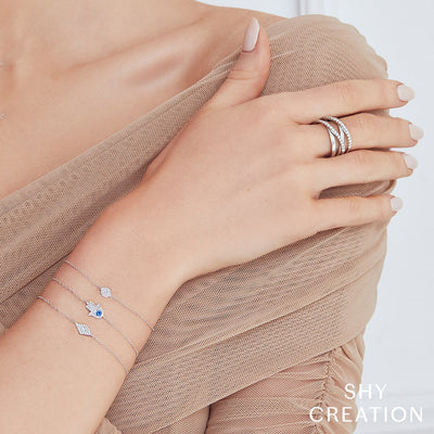 Shy Creation Diamond & Blue Sapphire Hamsa Bracelet