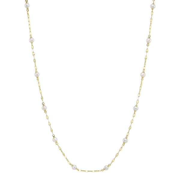 Shy Creation Cultured Pearl Sparkle Chain Necklace