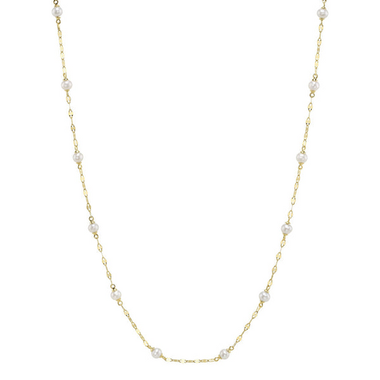 Shy Creation Cultured Pearl Sparkle Chain Necklace