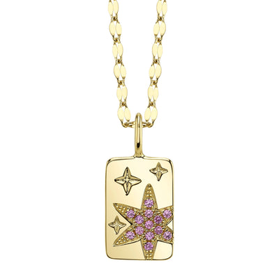 Shy Creation Pink Sapphire Star Sparkle Necklace