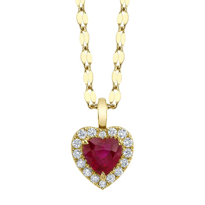 Shy Creation Diamond and Ruby Heart Necklace