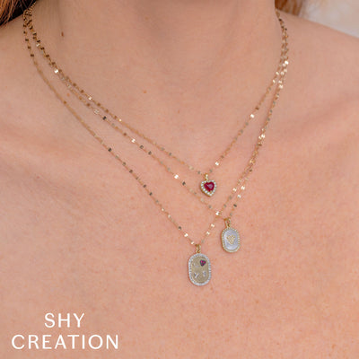 Shy Creation Diamond and Ruby Heart Necklace