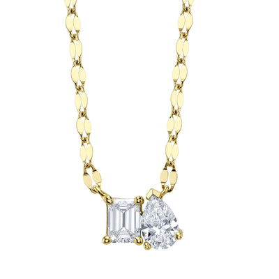 Shy Creation Diamond Emerald & Pear Necklace