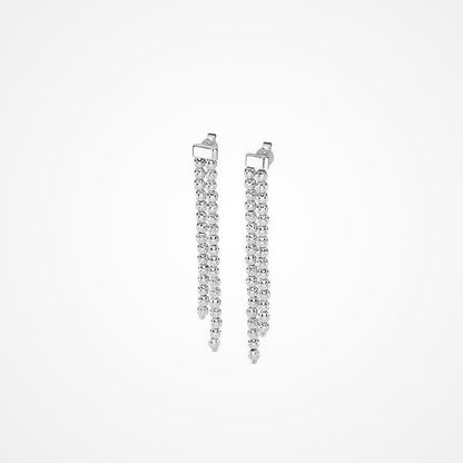 Desmos Sterling Silver 3 Row Crystal Drop Earrings
