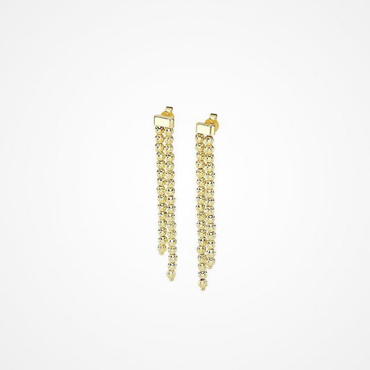 Desmos Sterling Silver Yellow Gold Plated 3 Row Crystal Drop Earrings