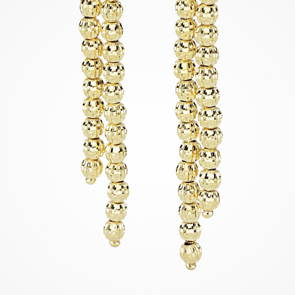 Desmos Sterling Silver Yellow Gold Plated 3 Row Crystal Drop Earrings