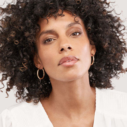 Rolland's Design Gold Round Tube Polished Hoop Earrings