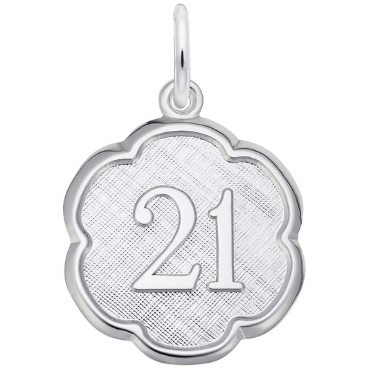 Number 21 Scalloped Disc Charm