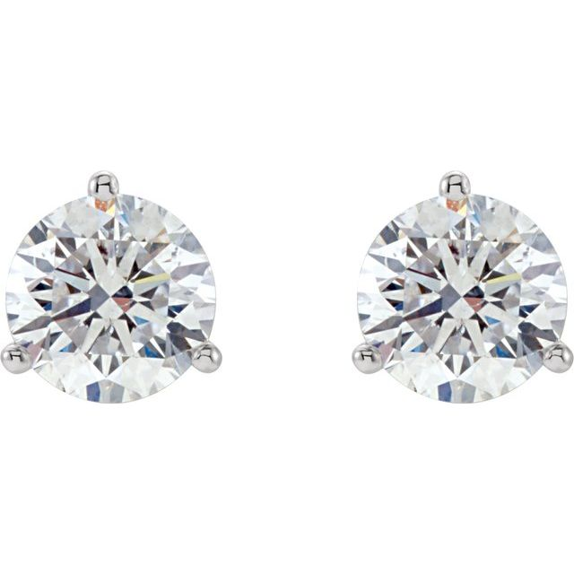 14K White Gold 3-Prong Round Lab Grown Diamond Studs