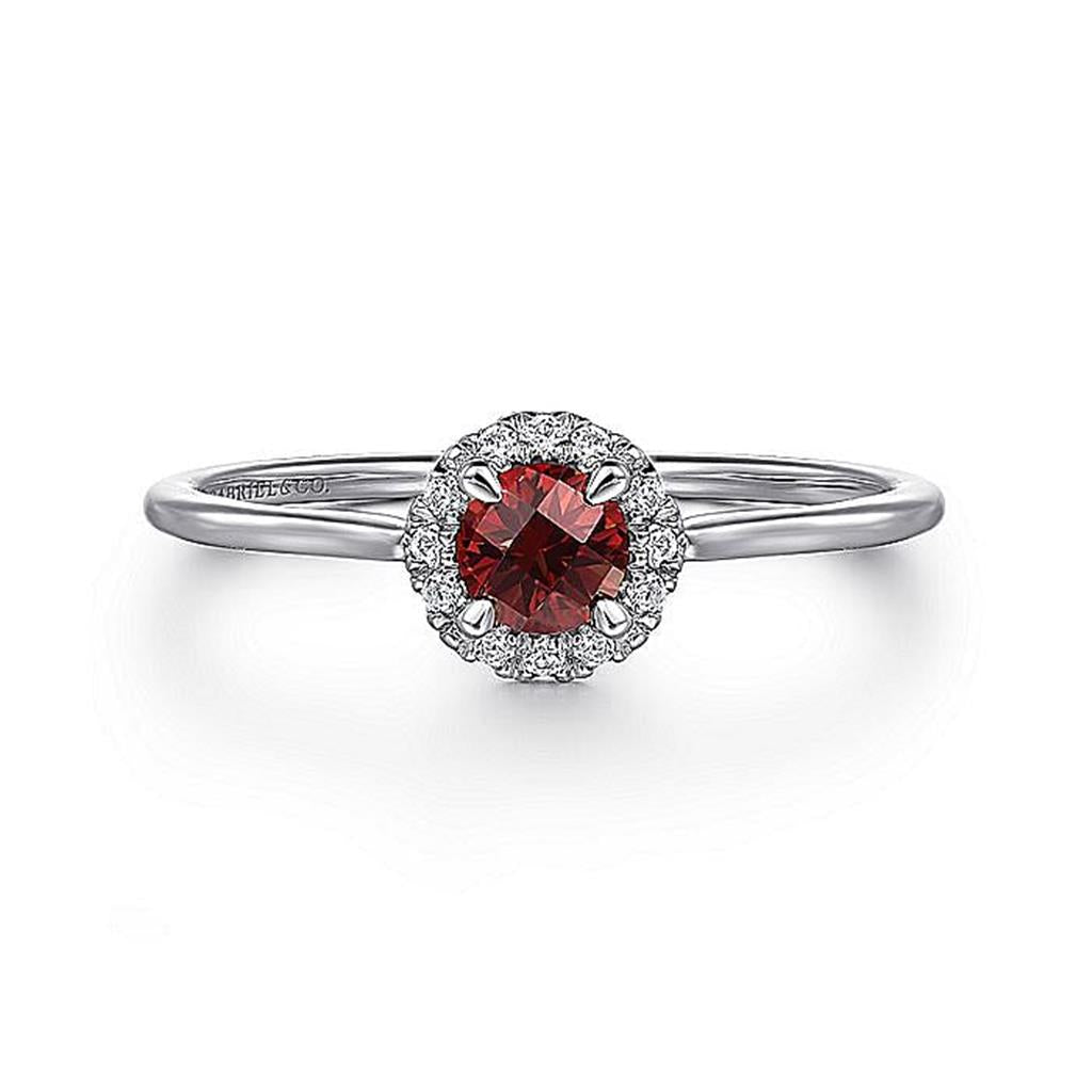 Gabriel 14Kw Garnet & Diamond Ring