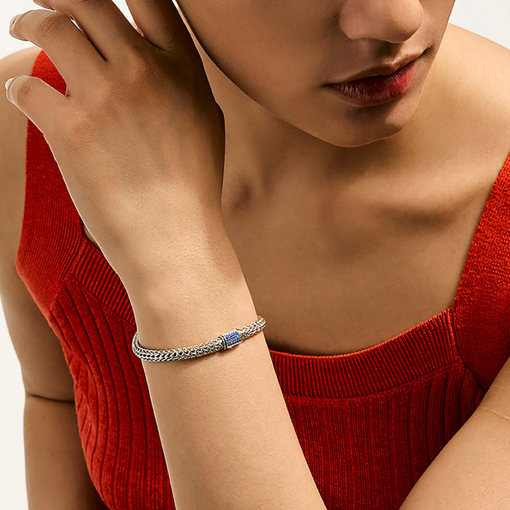 John Hardy Classic Chain Bracelet with Blue Sapphire