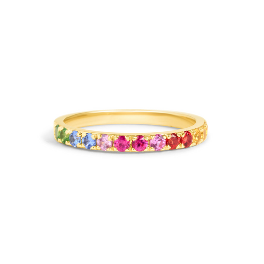 Dilamani 14K Yellow Gold Rainbow Sapphire Ring