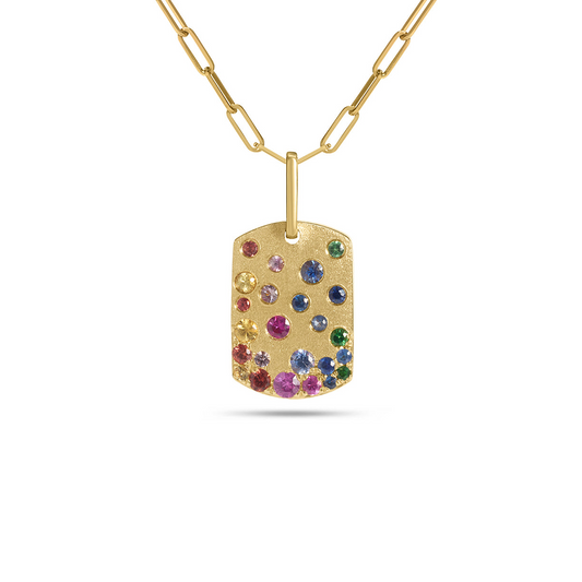 Dilamani 14K Yellow Gold Rainbow Sapphire Pendant