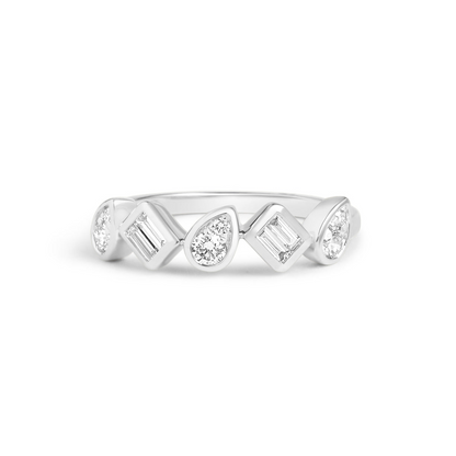 Dilamani 14K White Gold Diamond Pivoting Shape Ring