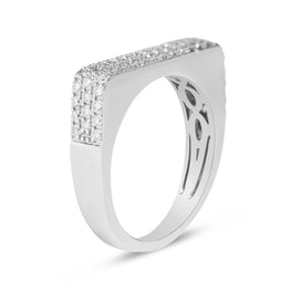 Dilamani 14K White Gold Diamond Bar Ring