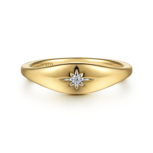 Gabriel 14Ky Diamond Starburst Signet Ring