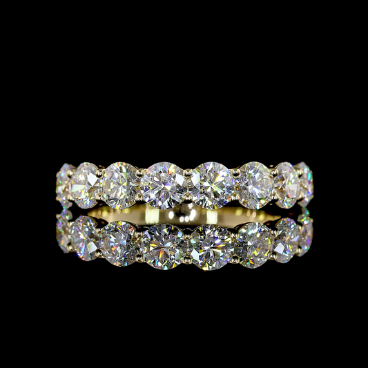 14K Yellow Gold Round Lab Grown Diamond Half Eternity Band