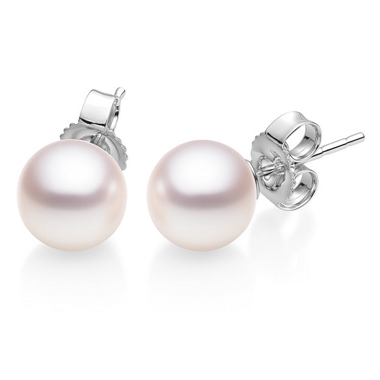 14K White Gold Akoya Cultured Pearl Stud Earrings
