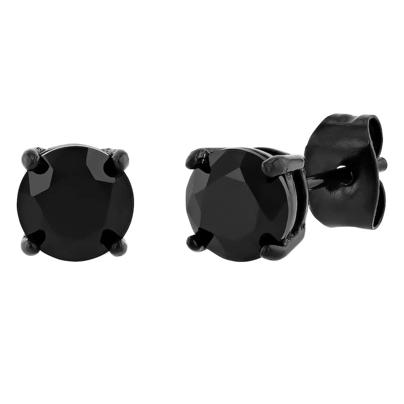 Rolland's Design 14K Gold Black Rhodium Plated with Black Diamond Studs