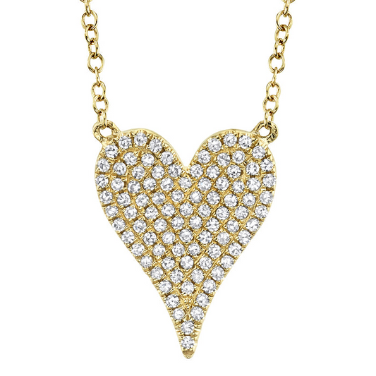 Shy 14K Yellow Gold Diamond Pave Heart Necklace