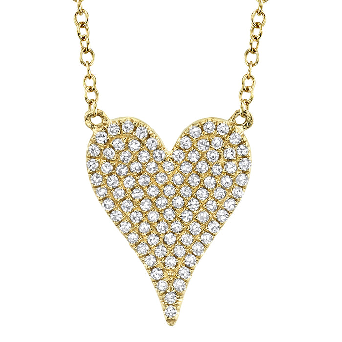 Shy 14K Yellow Gold Diamond Pave Heart Necklace