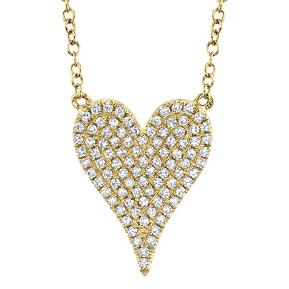 Shy 14K Yellow Gold Diamond Pave Heart Necklace
