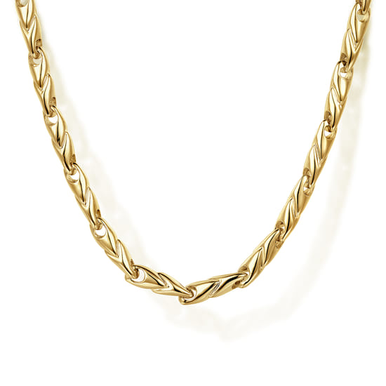 Gabriel 14Ky Gents Hollow Wheat Chain Necklace 22"