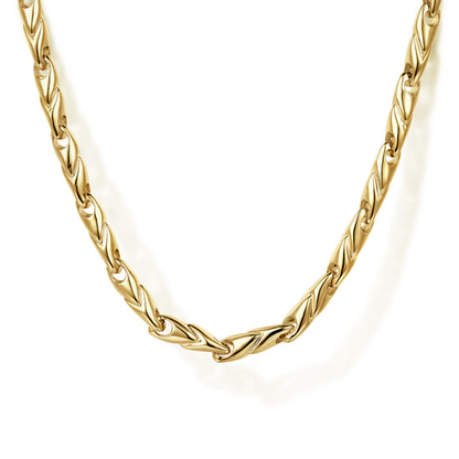 Gabriel 14Ky Gents Hollow Wheat Chain Necklace 22"