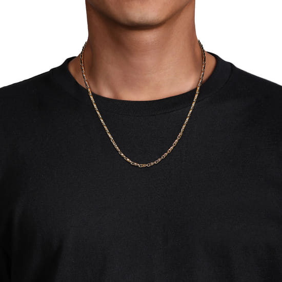 Gabriel 14Ky Gents Hollow Wheat Chain Necklace 22"