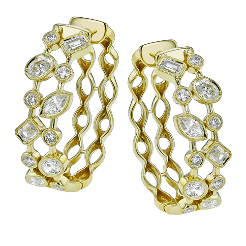 Simon G. 18K Yellow Gold Multi-Shape Diamond Hoop Earrings