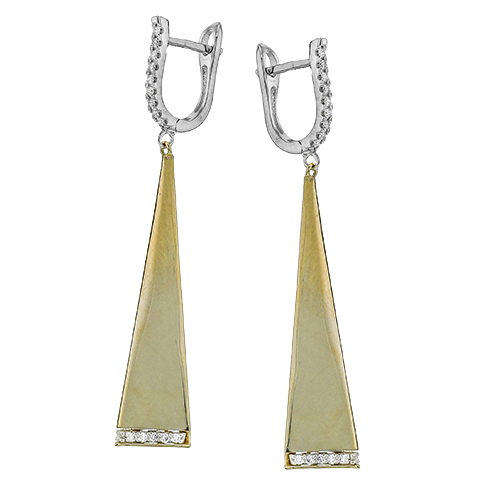 Simon G. 18K Two Tone Gold Diamond Drop Huggie Earrings