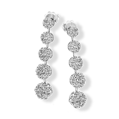 Simon G. 18K White Gold Diamond Cluster Drop Earrings